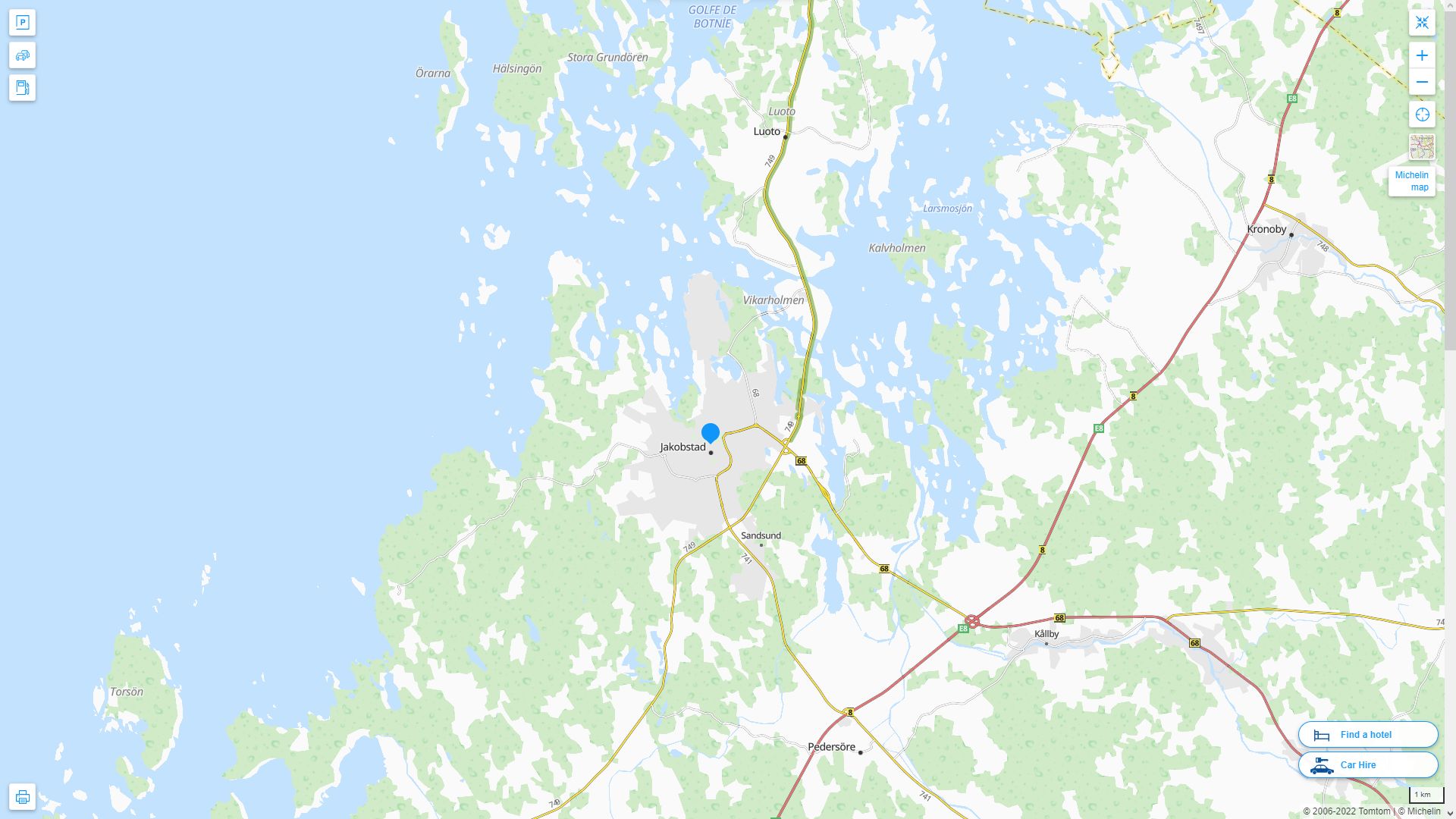 Jakobstad Finlande Autoroute et carte routiere